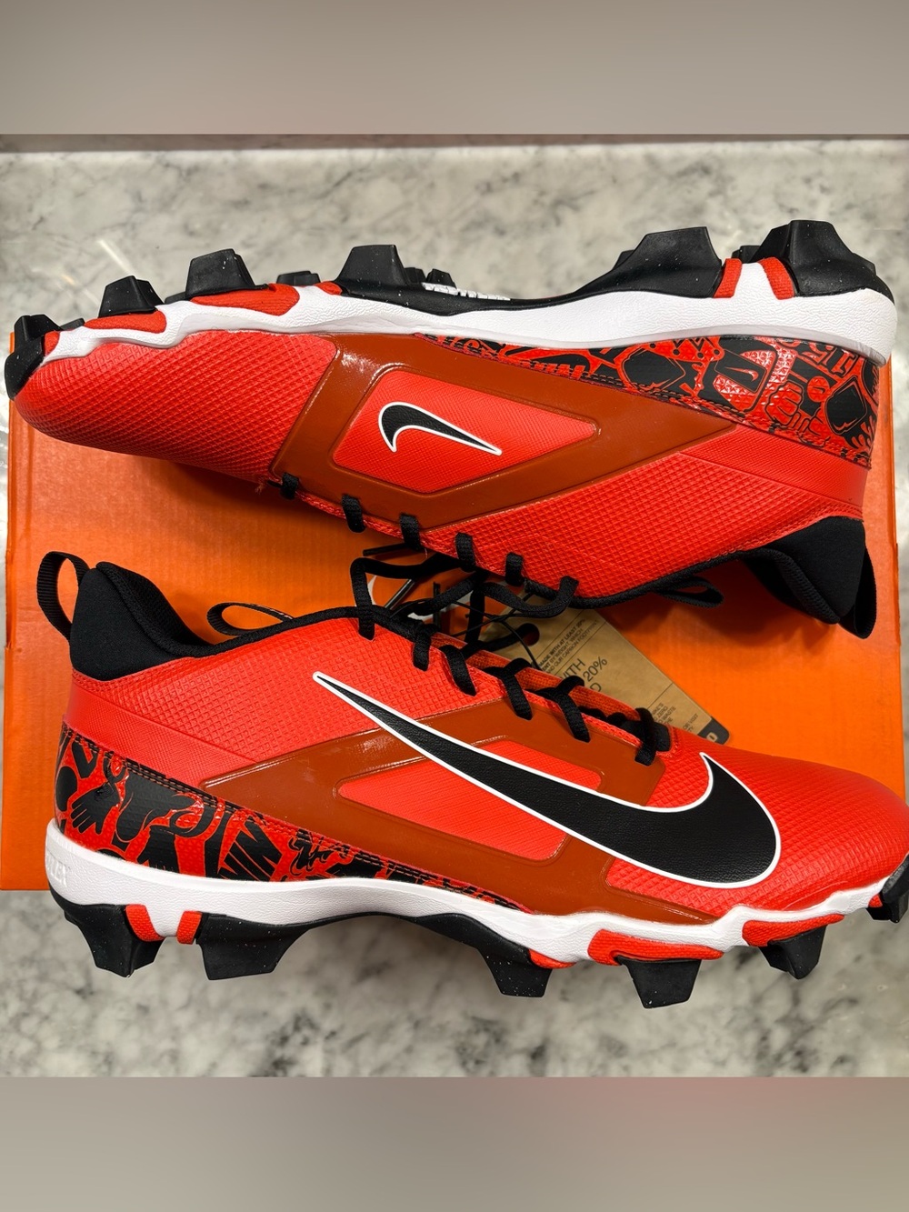 Nike Alpha Menace 4 Shark NRG FQ4536-600 Men's Red Black Football Cleats Size 13